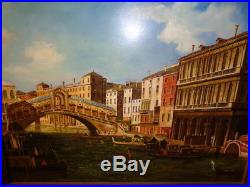 Vintage/Antique Signed Oil on Board Painting of Venice Canal With Bridge of Sighs