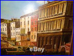 Vintage/Antique Signed Oil on Board Painting of Venice Canal With Bridge of Sighs