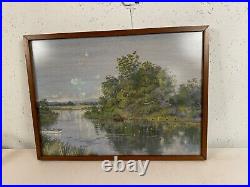 Vintage Antique Signed Watercolor Painting Landscape Scene Serene Water Vintage Antique Signed Watercolor Painting Landscape Scene Serene Water