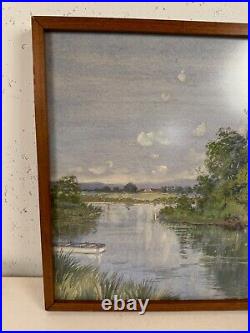 Vintage Antique Signed Watercolor Painting Landscape Scene Serene Water Vintage Antique Signed Watercolor Painting Landscape Scene Serene Water