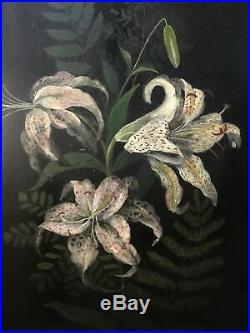 Vintage Antique Victorian Floral Botanical Still Life Oil Painting On Board