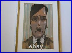 Vintage Antique Ww2 Portrait Of An Artist Hitler Mystery Artist Modernist Signed