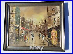 Vintage Antonio Devity Paris Street Scene Oil Painting Signed Listed