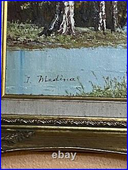 Vintage Art Oil Painting Signed J. Medina of Cotopaxi Ecuador