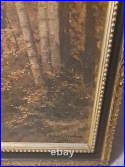 Vintage Art Robert Woods Autumn Leaves Signed Oil Painting On Canvas