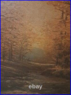 Vintage Art Robert Woods Autumn Leaves Signed Oil Painting On Canvas