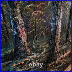 Vintage Artist Signed Oil Painting on Canvas Mountain Landscape Impasto Textured