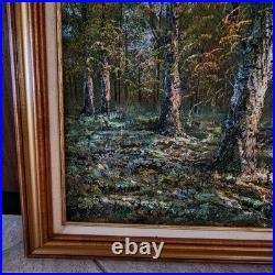 Vintage Artist Signed Oil Painting on Canvas Mountain Landscape Impasto Textured