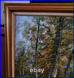 Vintage Artist Signed Oil Painting on Canvas Mountain Landscape Impasto Textured