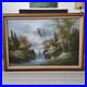 Vintage Artist Signed Oil Painting on Canvas Mountain Landscape Textured Details