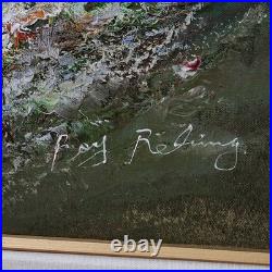 Vintage Artist Signed Oil Painting on Canvas Mountain Landscape Textured Details