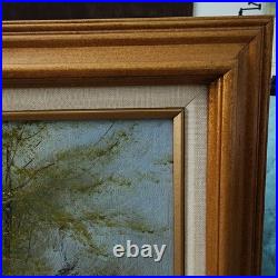 Vintage Artist Signed Oil Painting on Canvas Mountain Landscape Textured Details