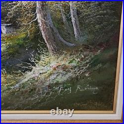 Vintage Artist Signed Oil Painting on Canvas Mountain Landscape Textured Details Vintage Artist Signed Oil Painting on Canvas Mountain Landscape Textured Details