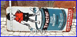 Vintage Asian Paint Tractor Oil Bound Distemper Ad Porcelain Enamel Sign Board
