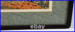 Vintage Asian Watercolor Painting On Silk Cranes Birds Silk Boarder Signed