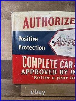 Vintage Auto-Matic Alarm Systems Red White And Blue Painted Metal Sign
