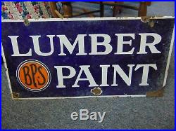 Vintage BPS LUMBER PAINT SIGN Double Sided Porcelain
