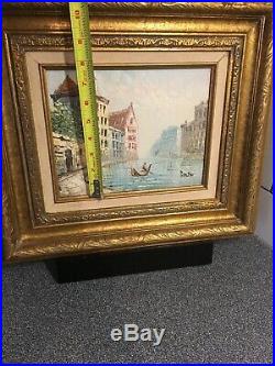 Vintage BURNETT Paris Scene Impressionist Oil PaintingGold FrameSigned 10x8