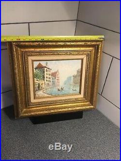 Vintage BURNETT Paris Scene Impressionist Oil PaintingGold FrameSigned 10x8