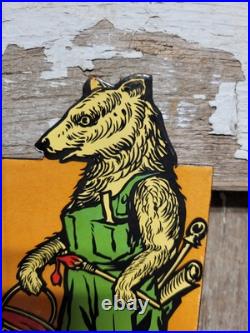 Vintage Baer Bros Paint Porcelain Sign Bruin Flange Advertising Hardware Store