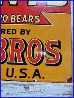 Vintage Baer Bros Paint Porcelain Sign Bruin Flange Advertising Hardware Store