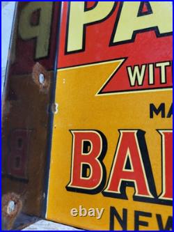 Vintage Baer Bros Paint Porcelain Sign Bruin Flange Advertising Hardware Store