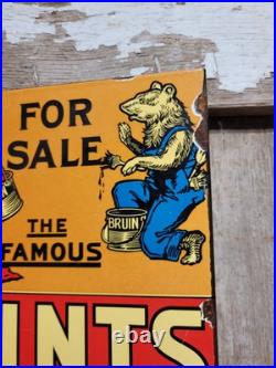 Vintage Baer Bros Paint Porcelain Sign Bruin Flange Advertising Hardware Store