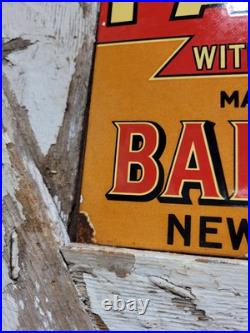 Vintage Baer Bros Paint Porcelain Sign Bruin Flange Advertising Hardware Store