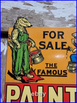 Vintage Baer Bros Paint Porcelain Sign Bruin Flange Advertising Hardware Store