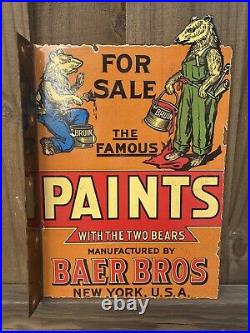 Vintage Baer Bros Paints Porcelain New York Bear Gas Oil For Sale Flange Sign