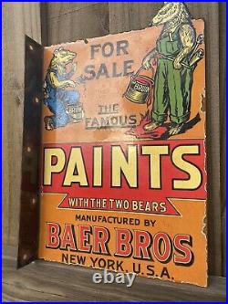 Vintage Baer Bros Paints Porcelain New York Bear Gas Oil For Sale Flange Sign