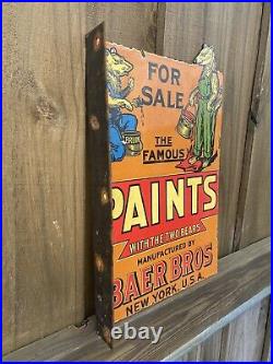 Vintage Baer Bros Paints Porcelain New York Bear Gas Oil For Sale Flange Sign