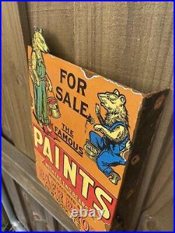 Vintage Baer Bros Paints Porcelain New York Bear Gas Oil For Sale Flange Sign