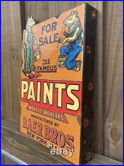 Vintage Baer Bros Paints Porcelain New York Bear Gas Oil For Sale Flange Sign