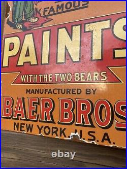 Vintage Baer Bros Paints Porcelain New York Bear Gas Oil For Sale Flange Sign