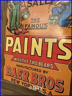 Vintage Baer Bros Paints Porcelain New York Bear Gas Oil For Sale Flange Sign