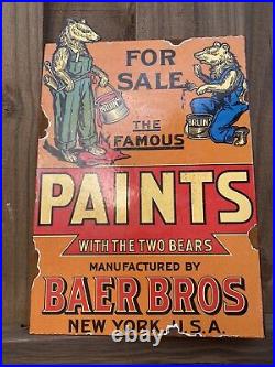 Vintage Baer Bros Paints Porcelain New York Bear Gas Oil For Sale Flange Sign