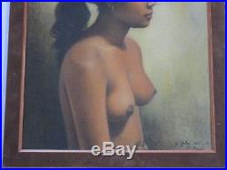 Vintage Bali Indonesia Nude Portrait Painting Dullah Style Signed Mystery Artist