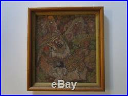 Vintage Bali Painting Masterful Folk Art Tropical Landscape Figures Village Old