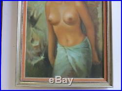 Vintage Bali Painting Nude Female Young Woman Model 1970 Island Tropical Signed