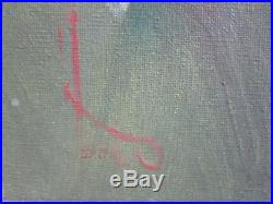 Vintage Bali Painting Nude Female Young Woman Model 1970 Island Tropical Signed