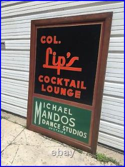 Vintage Bar beer sign Cocktail lounge painted Col. Lip's Mandos Dance Studios