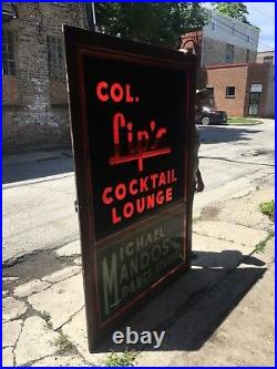 Vintage Bar beer sign Cocktail lounge painted Col. Lip's Mandos Dance Studios