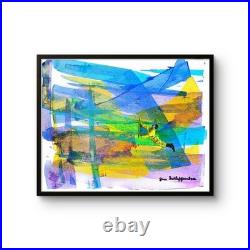 Vintage Baseball Colorful Expressionism Mixed Media Art Signed Original Painting