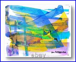 Vintage Baseball Colorful Expressionism Mixed Media Art Signed Original Painting