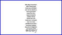 Vintage Baseball Colorful Expressionism Mixed Media Art Signed Original Painting