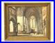 Vintage Basilica Church Interior Painting On Canvas Signed Framed
