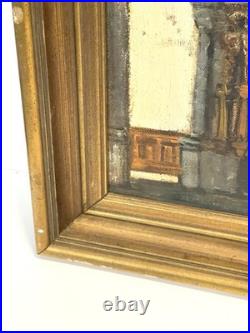 Vintage Basilica Church Interior Painting On Canvas Signed Framed