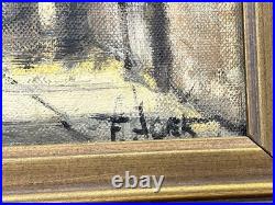 Vintage Basilica Church Interior Painting On Canvas Signed Framed