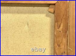 Vintage Basilica Church Interior Painting On Canvas Signed Framed